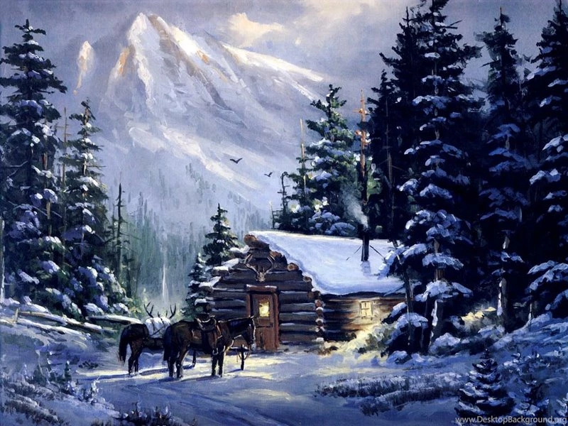 Art Mountain Mountain Cabin – Nature Winter HD Desktop Wallpapers
