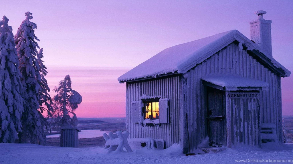 Winter (season) Snow Trees Sweden Moonlight Cabin Wallpapers ...