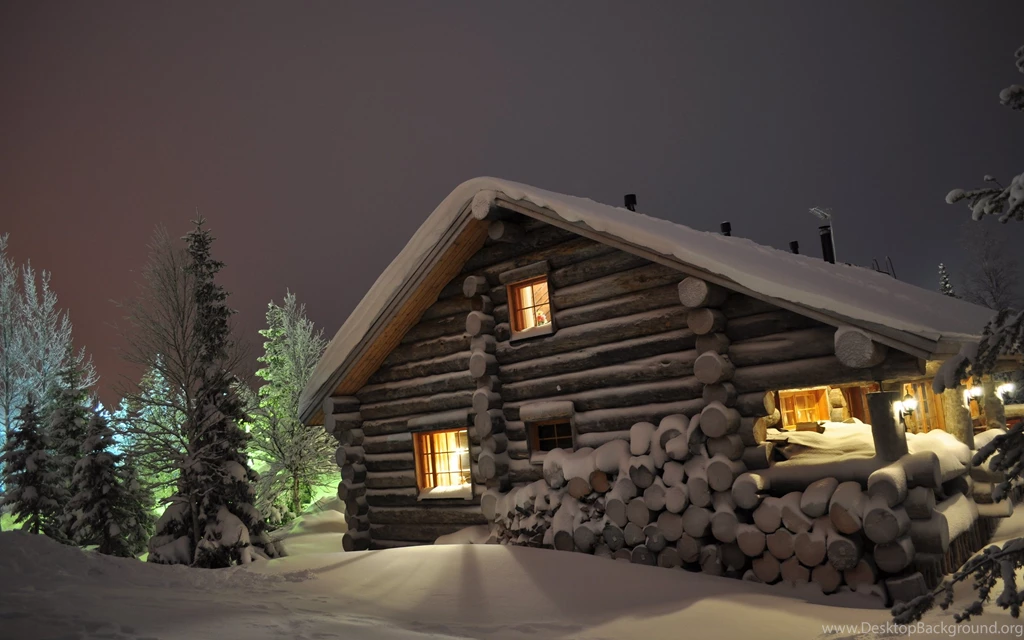 Snowy Cabin Wallpapers