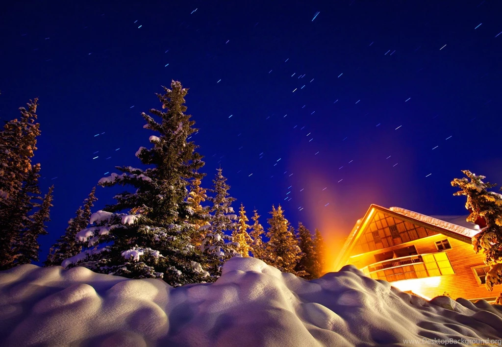 Lighted Winter Cabin HD Desktop Wallpapers : Widescreen : High ...