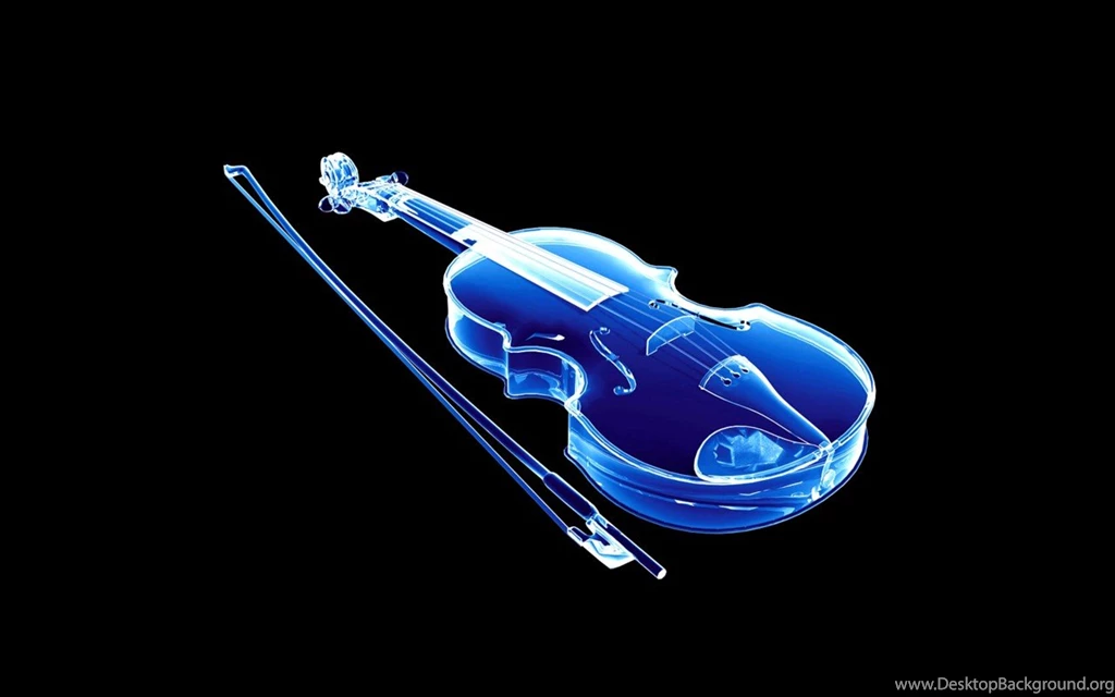 Violining Black Backgrounds With Neon Blue Heart