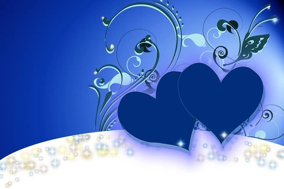 Blue Heart Floral Design Wallpapers