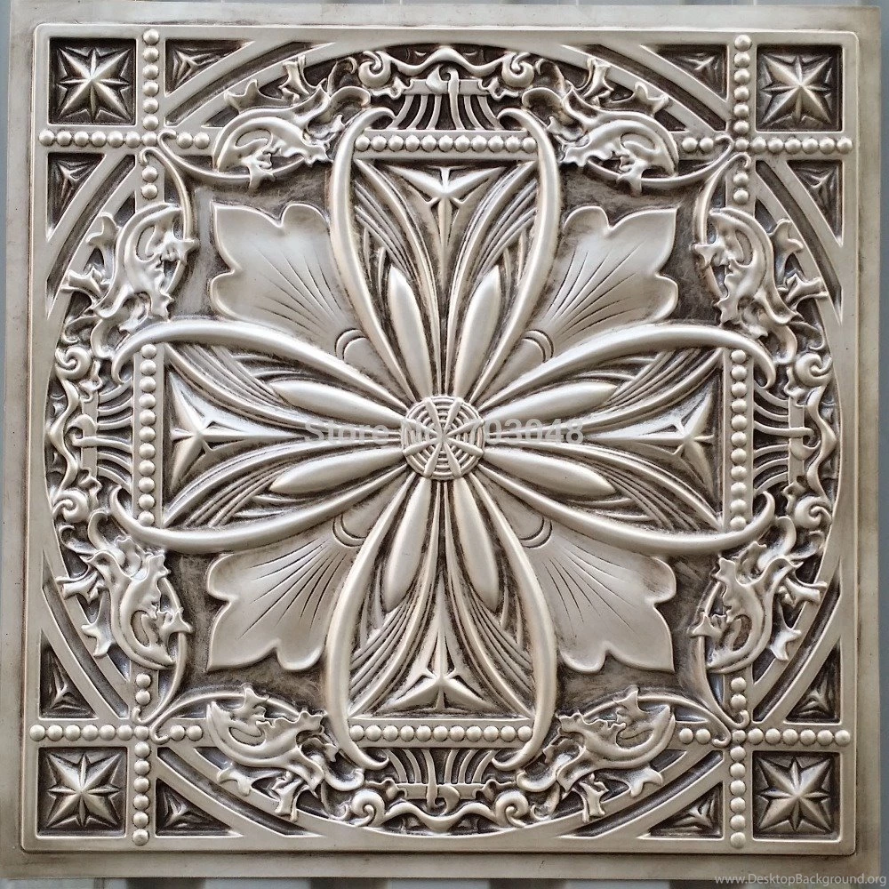 PL10 Faux Tin Plastic Ceiling Tiles Antique White Color 3D ...