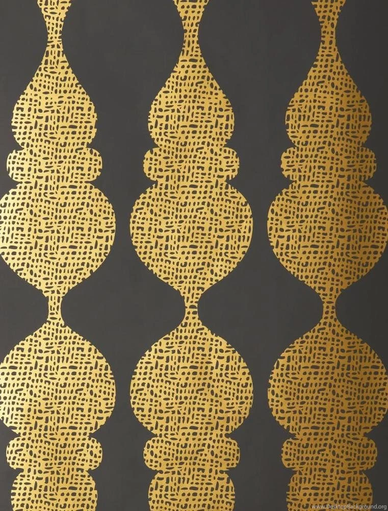 Karla Pruitt For Hygge & West Carved Ogee In Grey And Gold Wallpapers