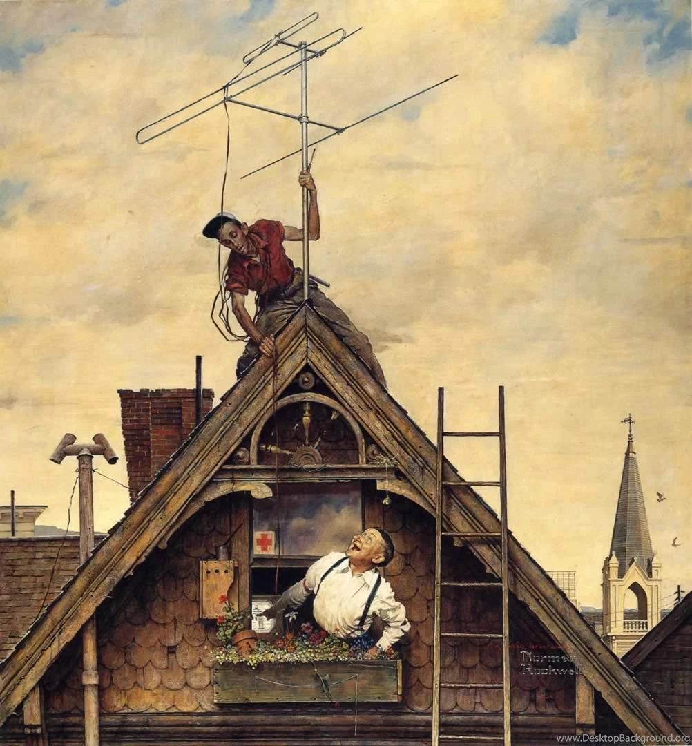 New Television Antenna Norman Rockwell Paintings Wallpapers Image