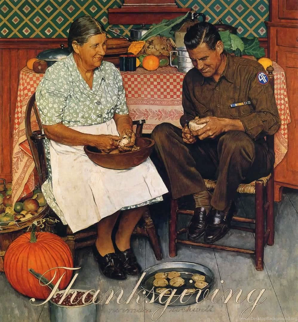 Thanksgiving Mother And Son Peeling Potatoes   Norman Rockwell ...