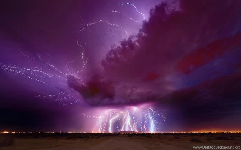 Night, Evening, Thunder, Lightning, Purple Sky, Clouds, Arizona ...