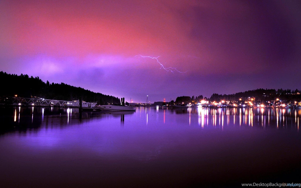 Other: Lightning Sky Pink Purple Purple Lights Pink Sunsets Water ...