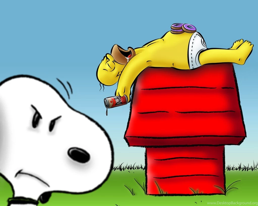 Homer Simpson Snoopy Doghouse Wallpaper Backgrounds