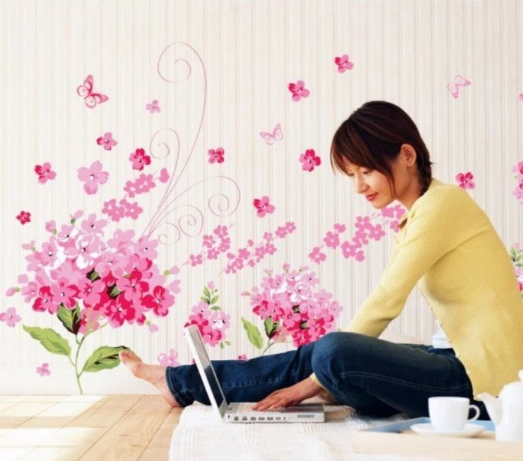Romantic Flower Sea, DIY Wall Sticker, Removable Wallpapers For Bed ...