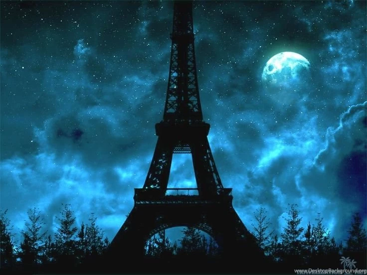 How Ominous Blue night and moon eiffel tower wallpapers 1024x768 ...