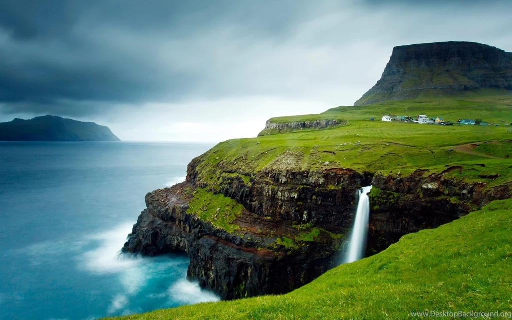 Waterfalls: Beautiful Oceanic Waterfall Nature Cliffs Ocean ...