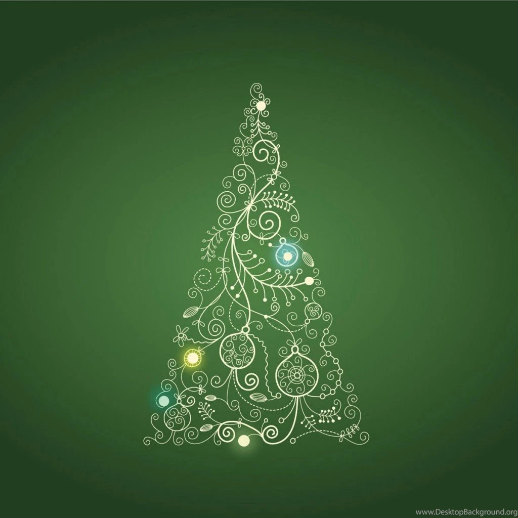 Christmas Tree On Green Backgrounds Illustration Ipad Wallpapers Hd ...