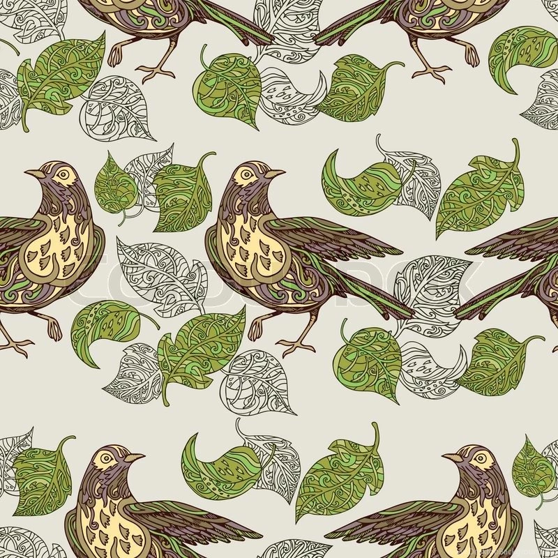 Abstract Backgrounds With Bird And Flower, Seamless Fashion Pattern ...