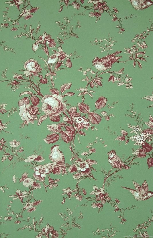 Isabelle Red And Green Toile Wallpapers