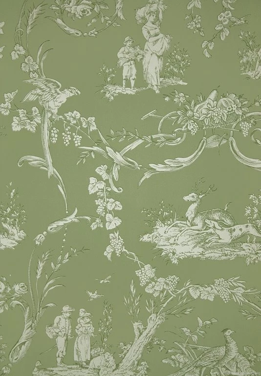 Paysannerie Green Toile Wallpapers