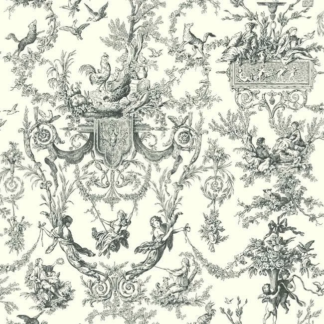 White Green At4242 Old World Toile Wallpapers By York