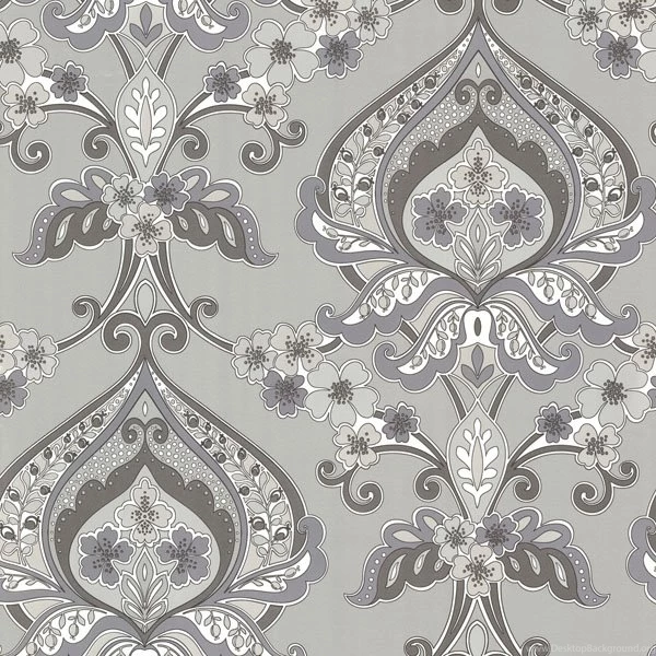 450 67367 Grey Paisley Damask   Ashbury   Beacon House Wallpapers