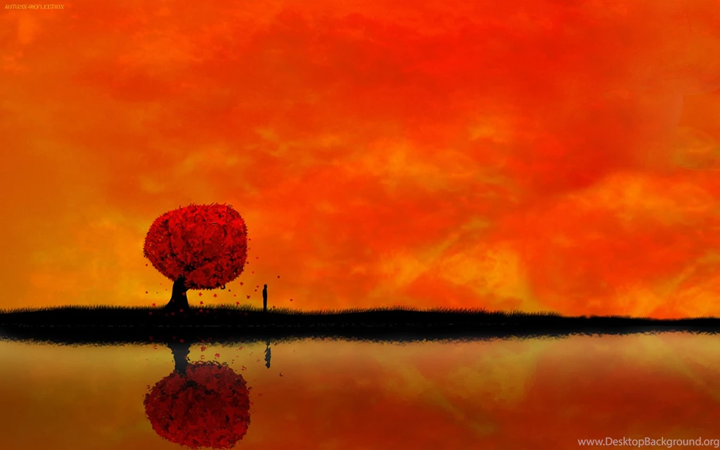 Full HD Wallpapers + Nature, Trees, Seasons, Water, Orange, Autumn