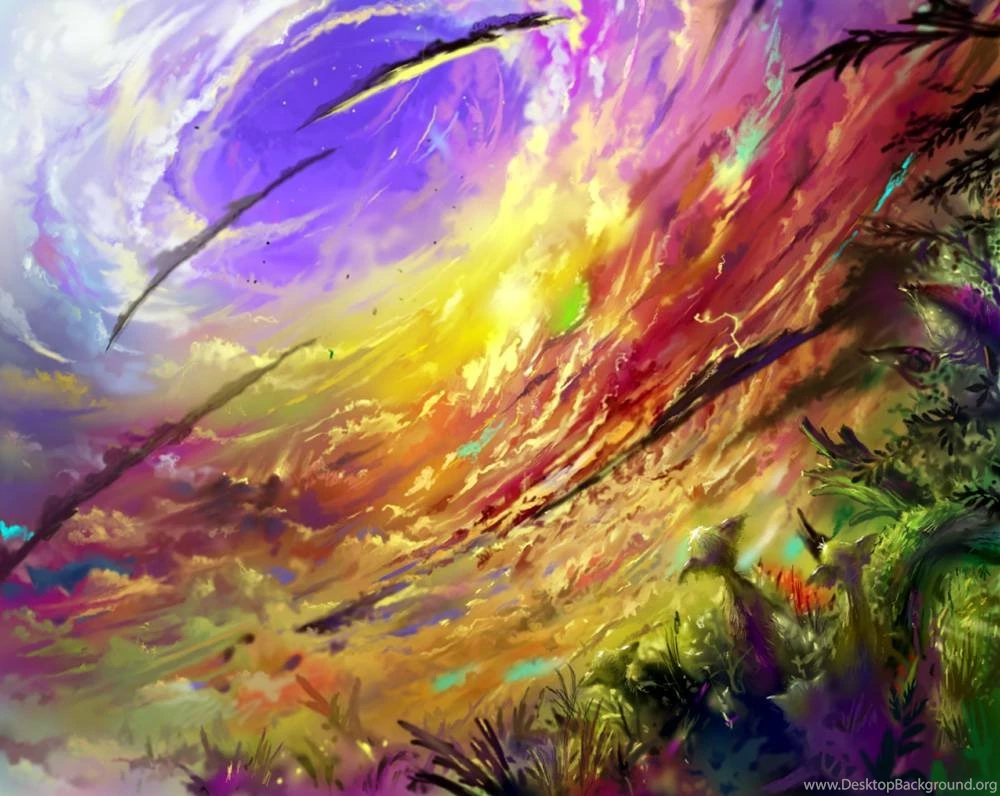 Clouds Plants Vivid Colors Wallpapers   (