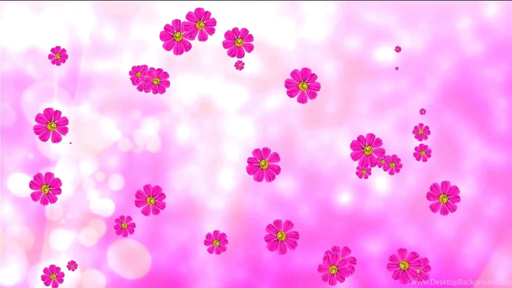 Purple Animated Flowers And Pink Background. Flower Backgrounds ...
