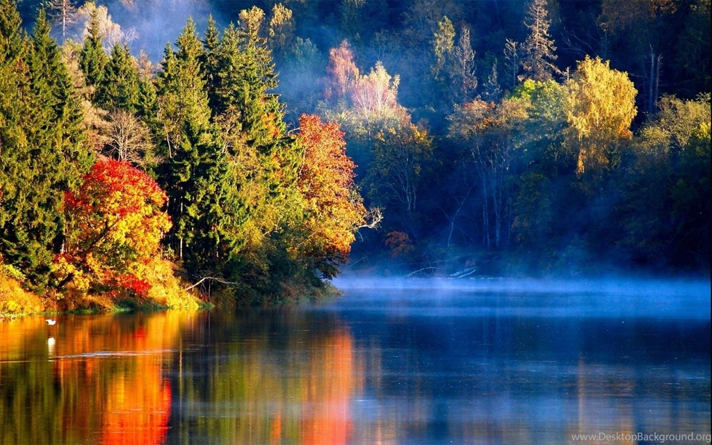 Nature Landscapes Rivers Lakes Water Reflection Autumn Fall ...