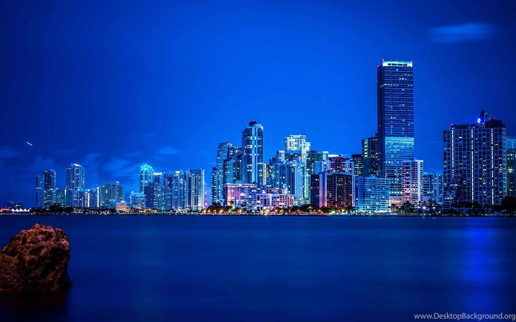 City Miami Night Skyline Wallpapers 2560×1600