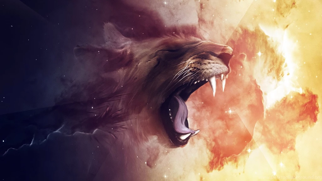 Lion In Universe Fire Digital Wallpapers HD HQ