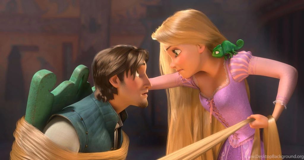 Rapunzel Ties Up Flynn From Disney's Movie Tangled Desktop Wallpapers