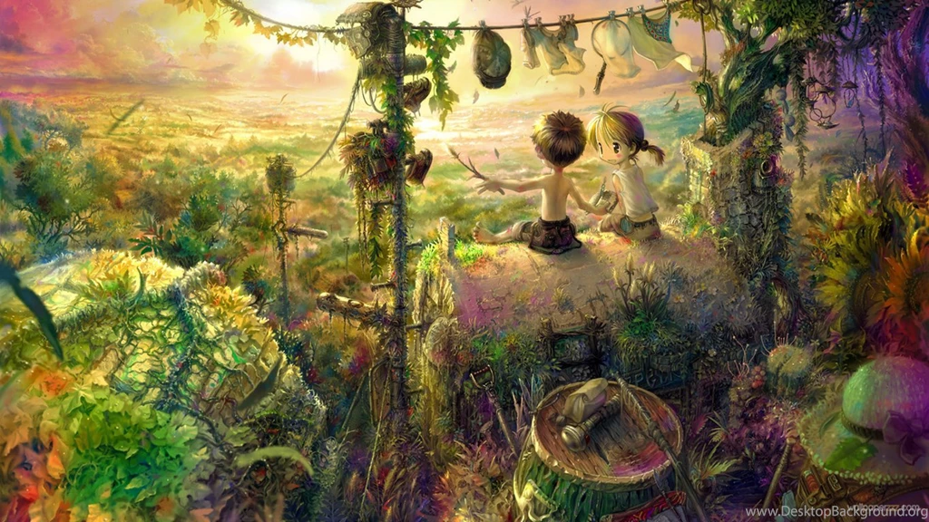 Wallpapers Trippy Forest Hd Anime 1366x768