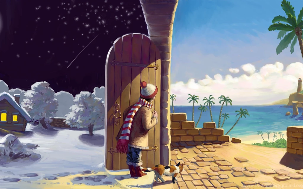 Fantasy Door Snow To Beach Wallpapers DigitalArt.io