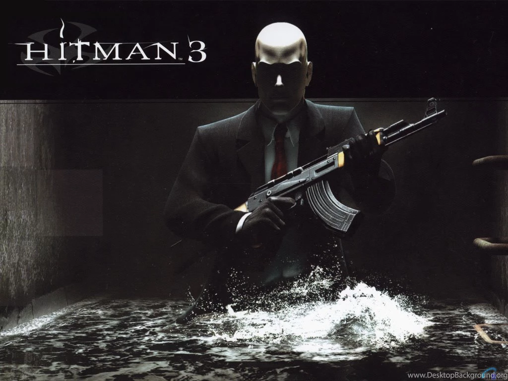 Wallpapers Black, Hitman, Machine Gun, Hitman 3 Game.