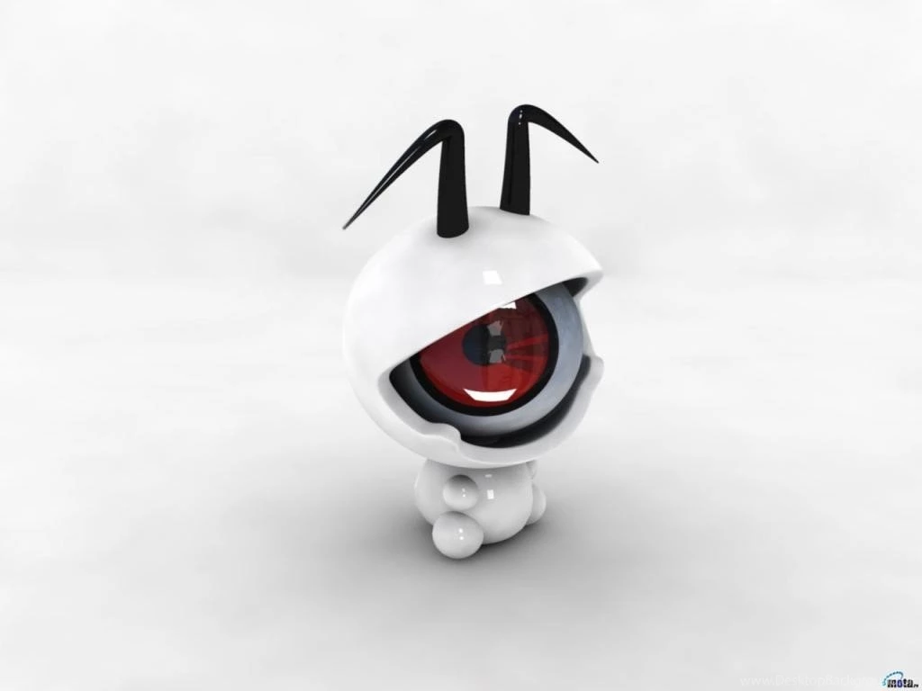 SuperHD.pics: Fun 3d Cute Robot Ball With Ears Desktop Bakcgrounds
