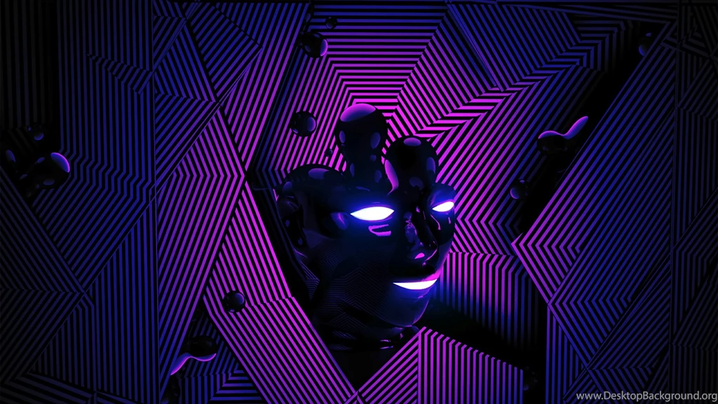Liquid Robot Face Abstract Purple Desktop Wallpapers