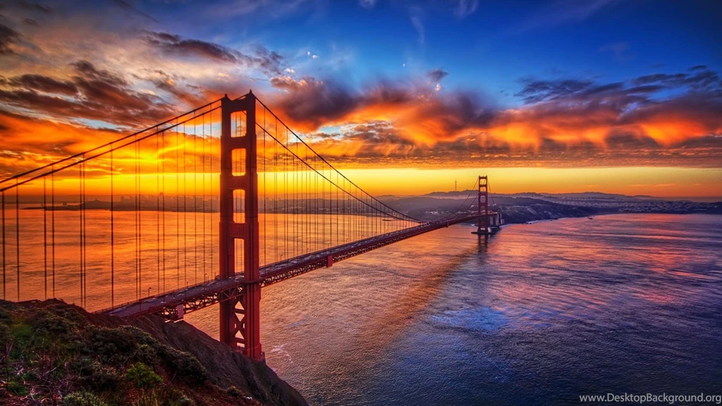 Golden Gate Bridge At Sunset Wallpaper.