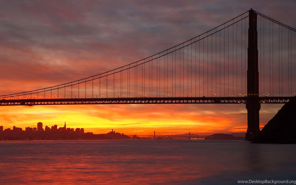 Sunset Over Golden Gate Bridge, San Francisco, California, Usa ...
