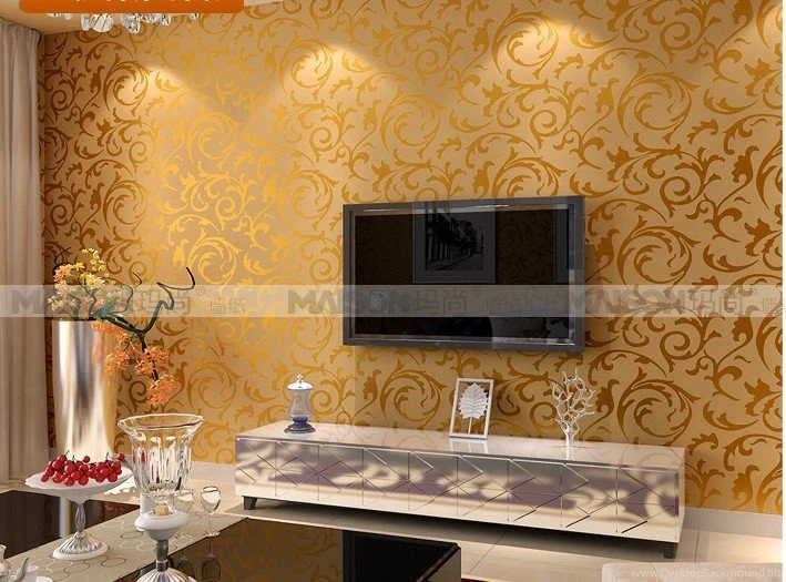 Silver Gold Fashion Brief Pvc Wallpapers Tv Sofa Living Room ...