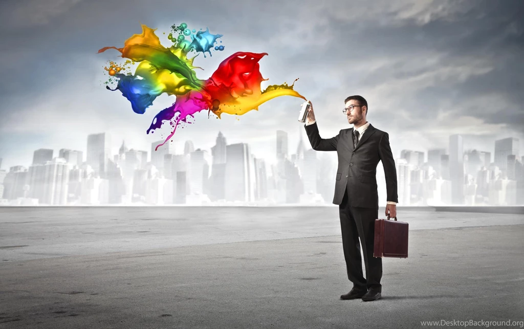 Colorful Spraying Executive Man Wallpapers