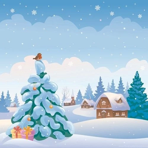 Cartoon Winter Nature Backgrounds Vector 05