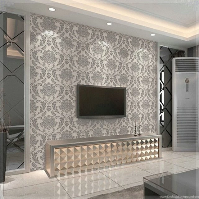 Texture Flocking Damask Wallpapers Roll Modern Fasgion Glitter ...