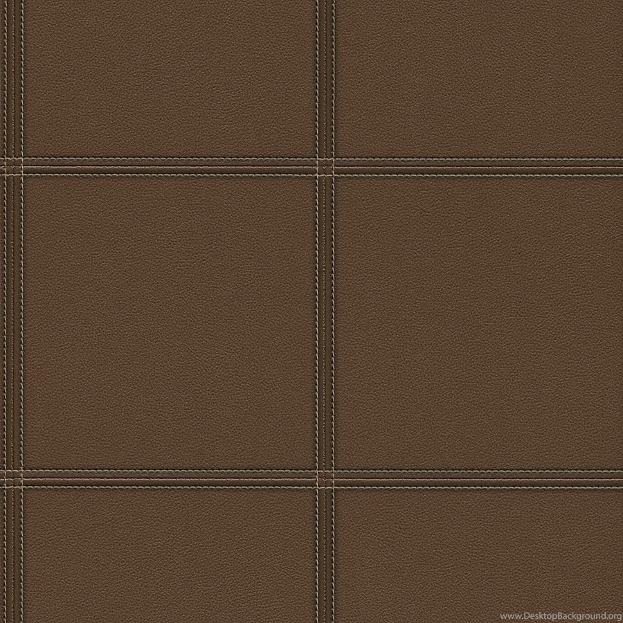 Brown Contemporary Faux Leather Stitched Panel Wallpapers