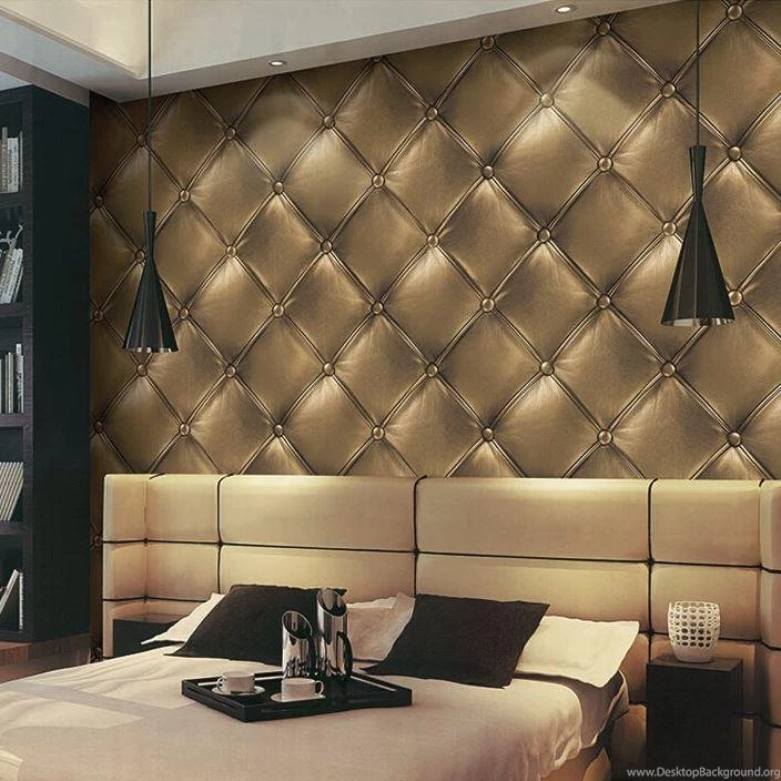 Luxury 3D Effect Print Faux Leather Wallpapers Modern Gold Bronze ...