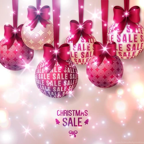 Pink Christmas Ball With Christmas Sale Backgrounds Vector Vector ...
