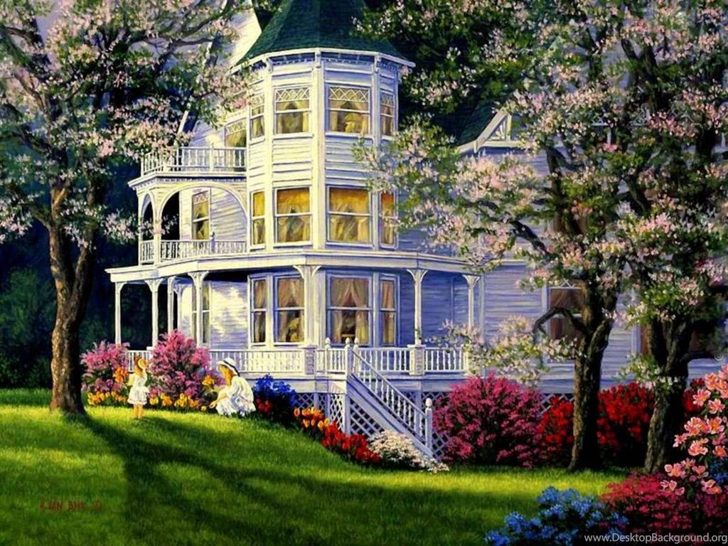 Victorian House In Springtime Computer Wallpapers, Desktop ...