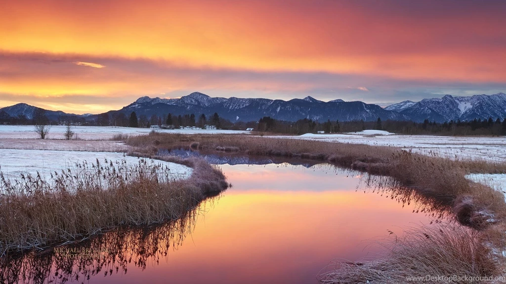 Awesome River Lscape On A Winter Sunset >> HD Wallpaper, Get It Now!