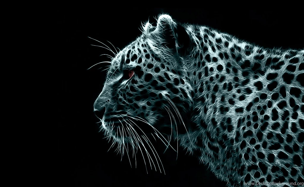 Black White Digital Leopards Leopard Gaze Art Shine
