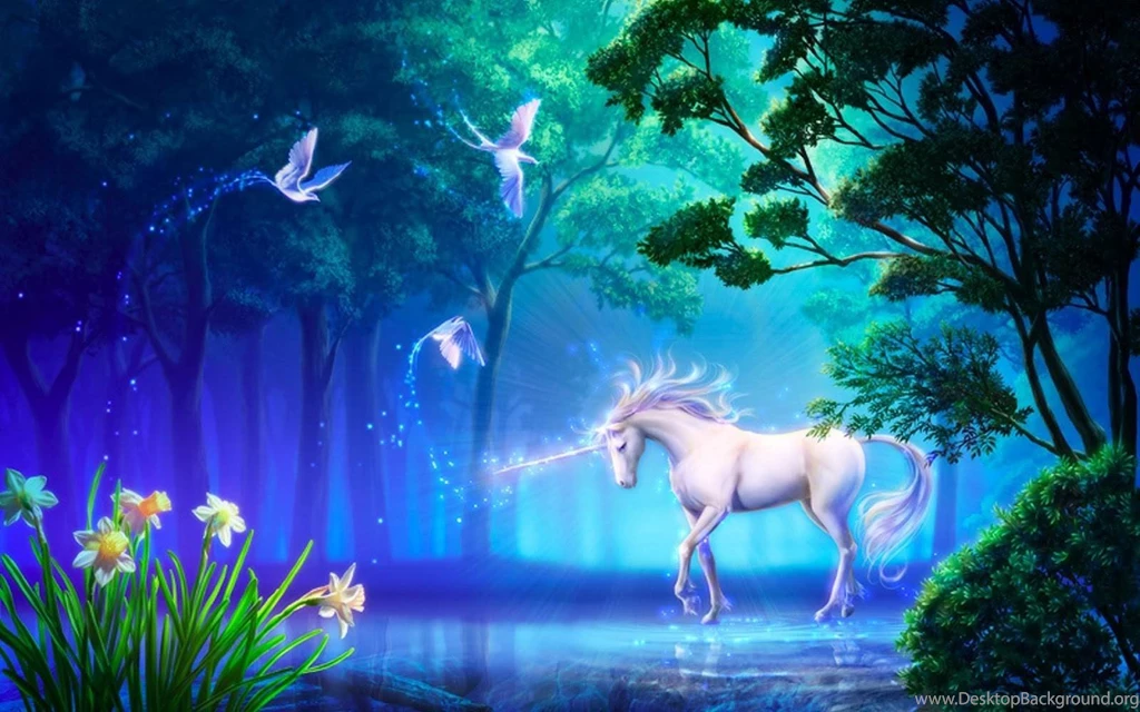 Unicorn And Magic Birds Mythical Creatures Wallpapers