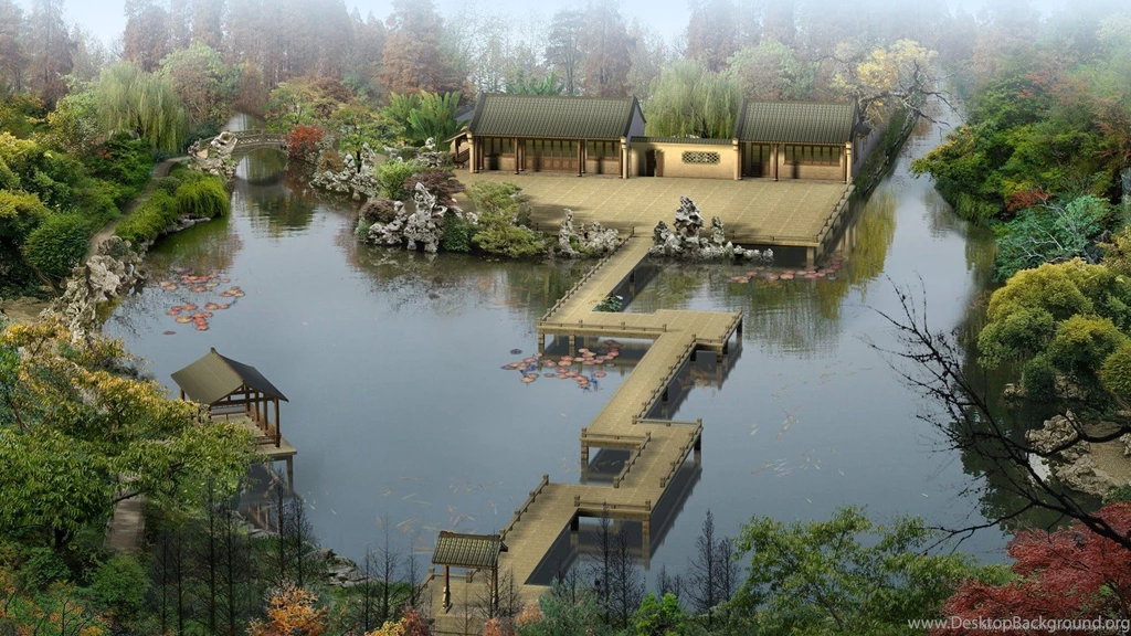 Download 1600x900 3D Landscape With Bridge Wallpapers