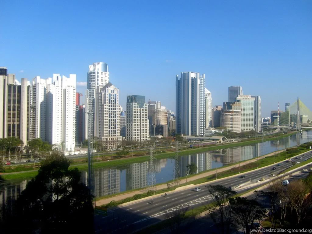 Buildings River Sao Paulo City Megapole South America Brazil ...