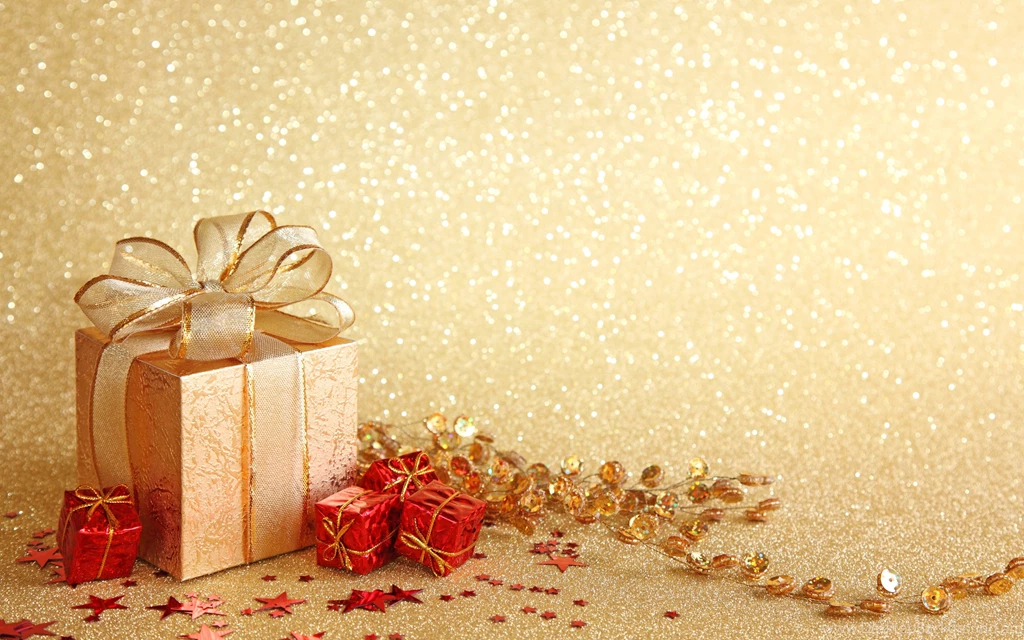 Christmas Gift Boxes   Golden Backgrounds